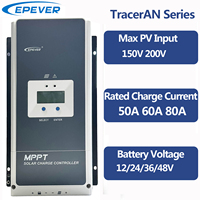 EPEVER 50A 60A 80A MPPT Solar Charge Controller Auto Identify Battery Voltage 12/24/36/48V Max PV Input 150V or 200V