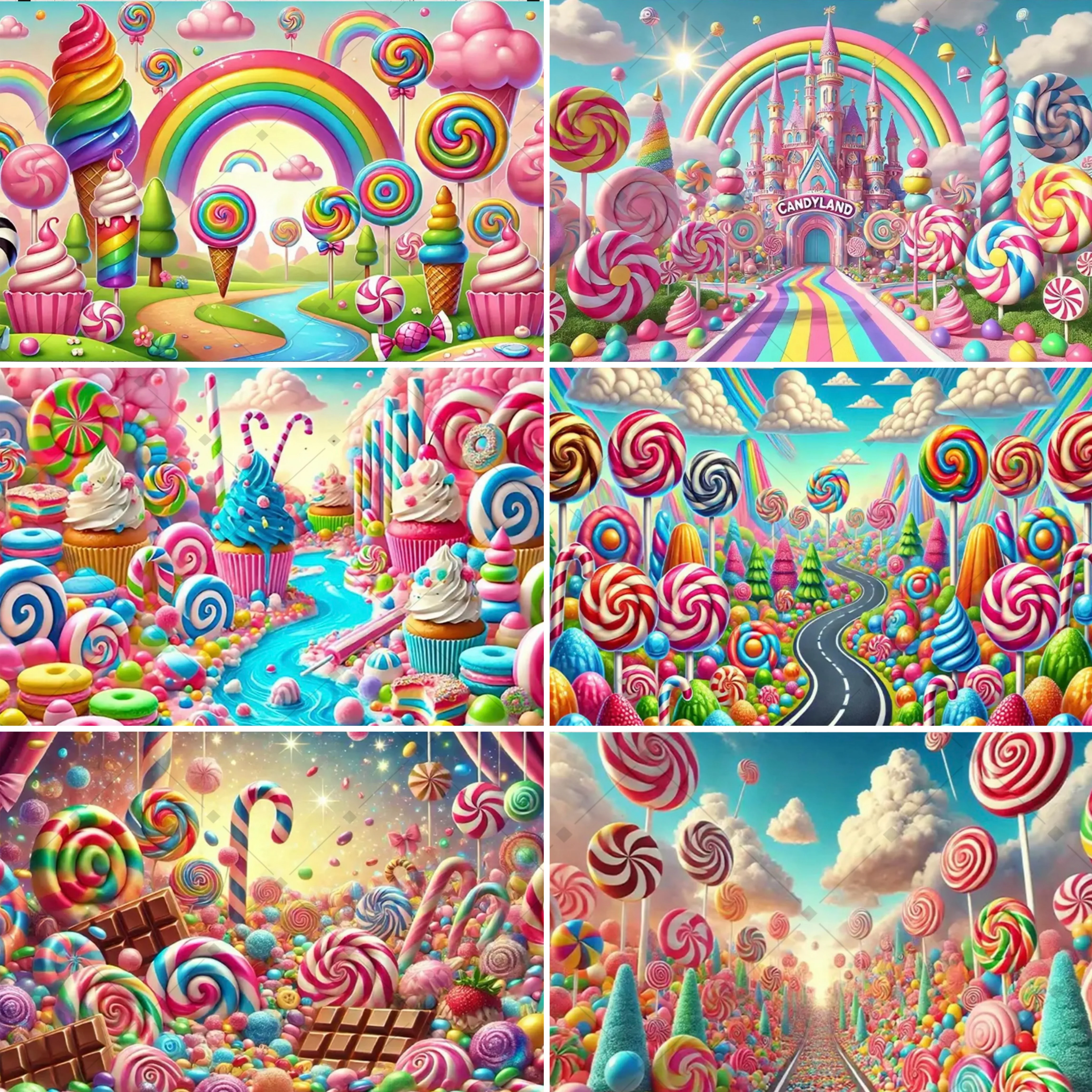 

Fantasy Candy Kingdom Party Decoration Backdrop Rainbow Castle Candy Ice Cream kids Birthday Party Supplies Decoration Banner
