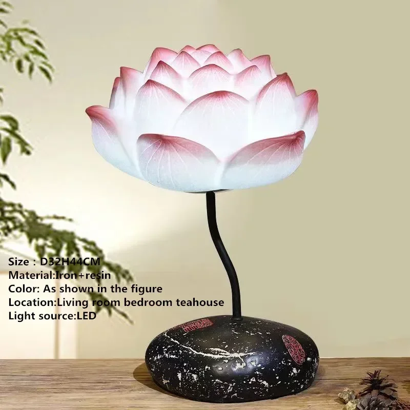 DORIAN Contemporary Lotus Table Lamp Chinese Style  Living Room Bedroom  Tea Room Study Art Decorative Light