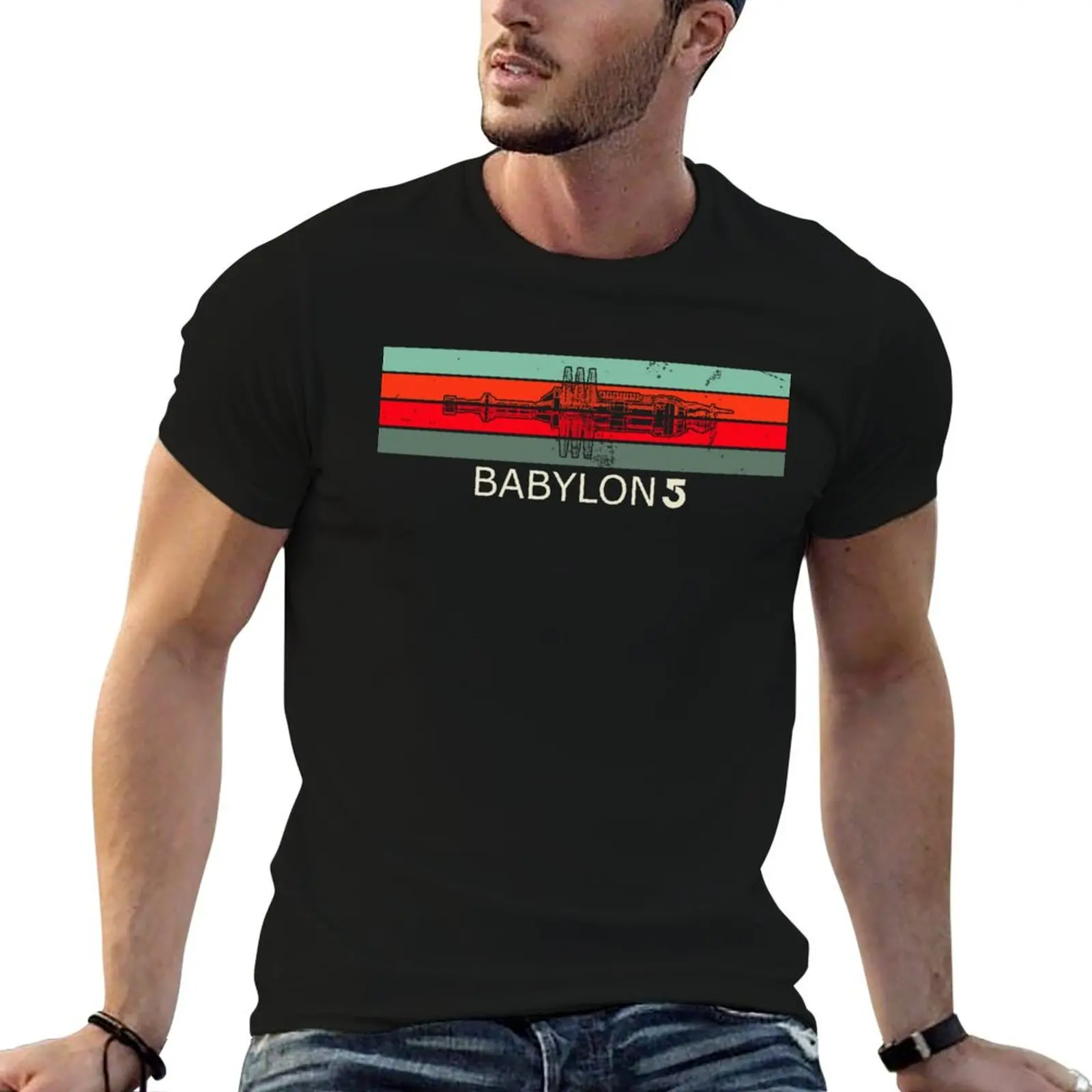 Retro Babylon 5 Station -Babylon 5 T-Shirt Retro Graphic Print T-Shirt