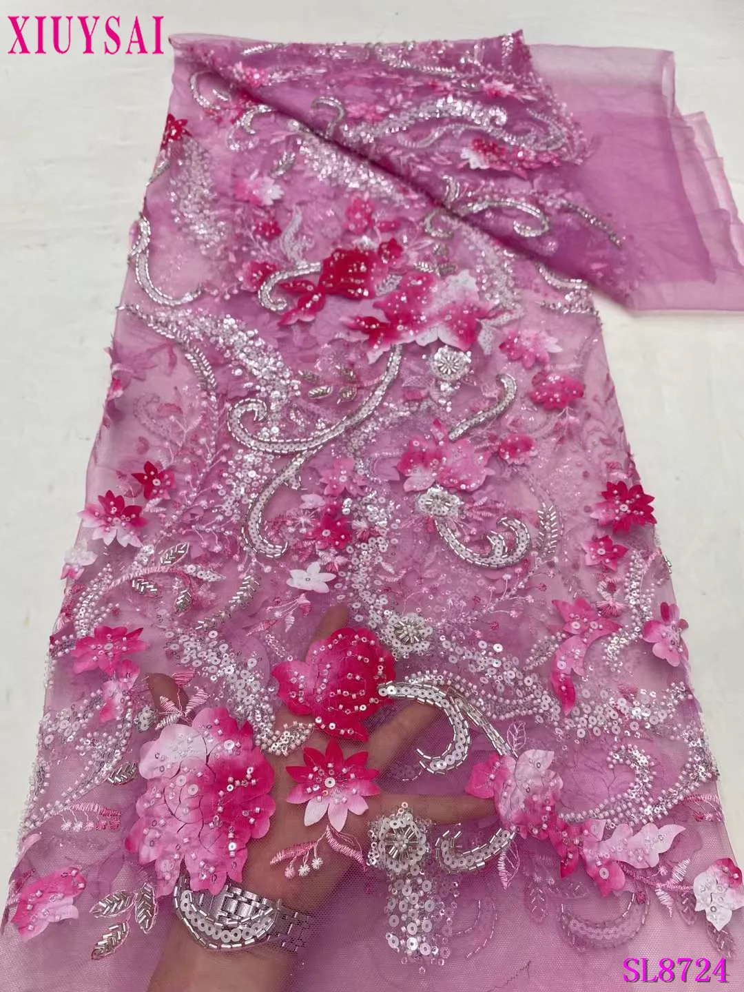 قماش دانتيل مطرز نيجيري لفساتين الخياطة ، تطريز ترتر فرنسي فاخر ، جودة عالية ، من من من الدانتيل #1