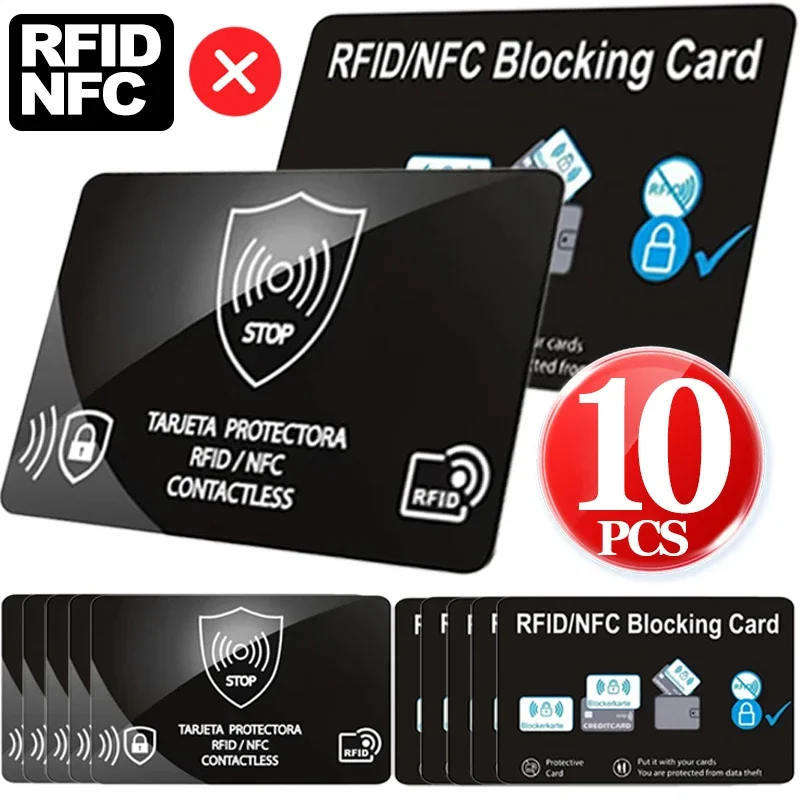 1-10Pcs RFID Blocking Card Ultra Thin NFC Debit Credit Card Passport Protector NFC Signal Blocking Cards for Men & Women Wallet