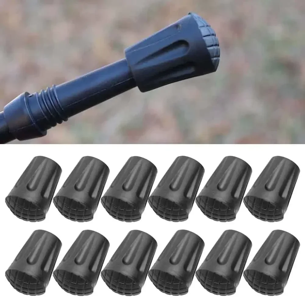 12Pcs Walking Pole Sticks End Reinforced Rubber Tip End Cap Hammers Trekking Pole Hiking/Walking Stick Cane Tip Protect Case Cap