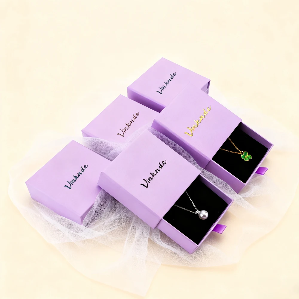 

Пользовательский логотип, роскошные ювелирные изделия, ожерелье, коробки для колец, фиолетовая бумага, ювелирные изделия, серьги, упаковка, ящик, выдвижной ящик для хранения