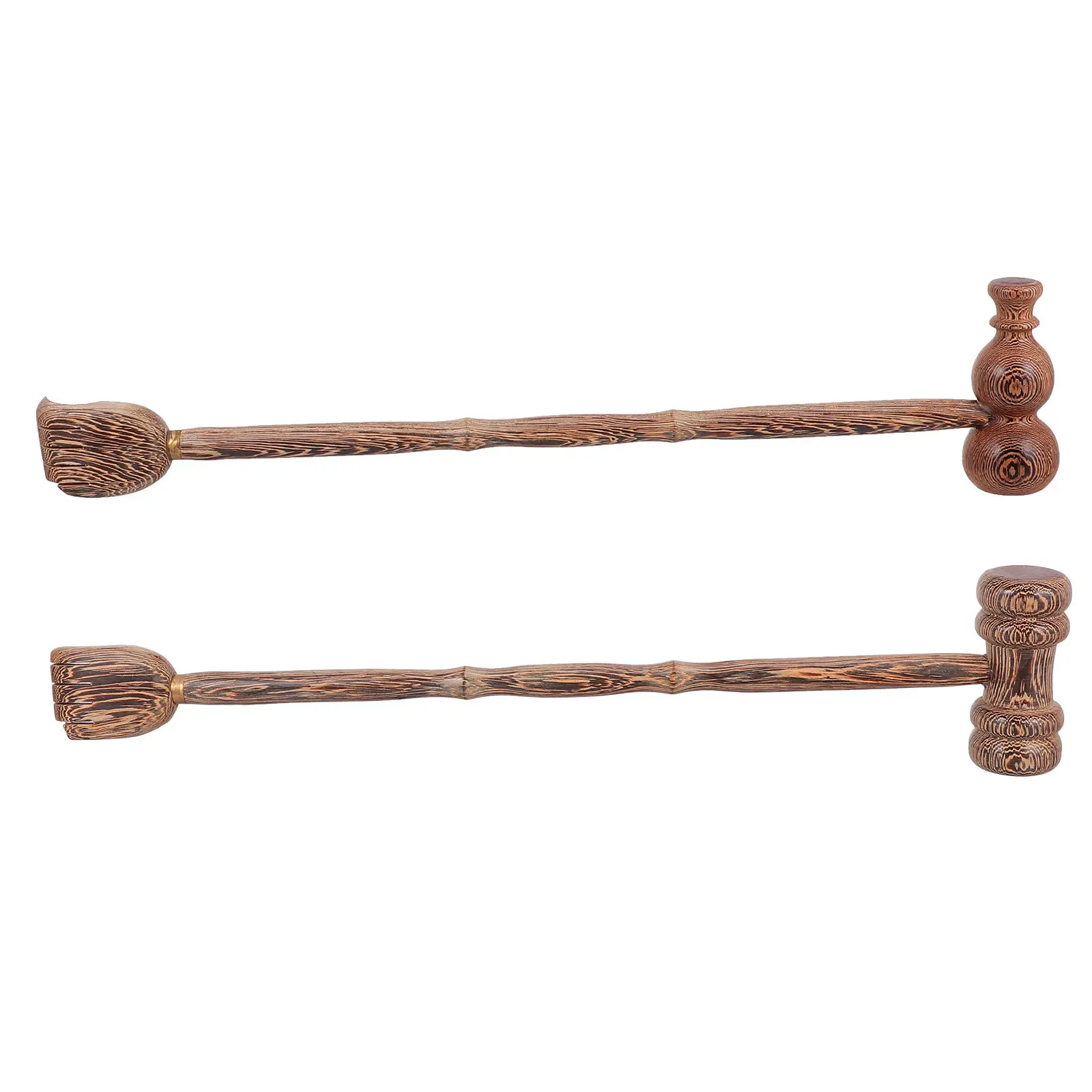 2Pcs Wood Back Scratcher Double-Head Handheld Massage Hammer Dual-Use Body Muscle Relaxation Massager Stick Wood Body Massager