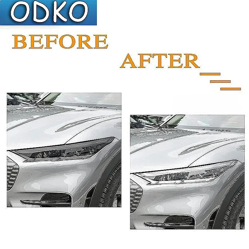 2 Pcs Car Headlight Protective Film Front Light Transparent Smoked Black TPU Sticker For Ford Mustang Mach E 2021 2022