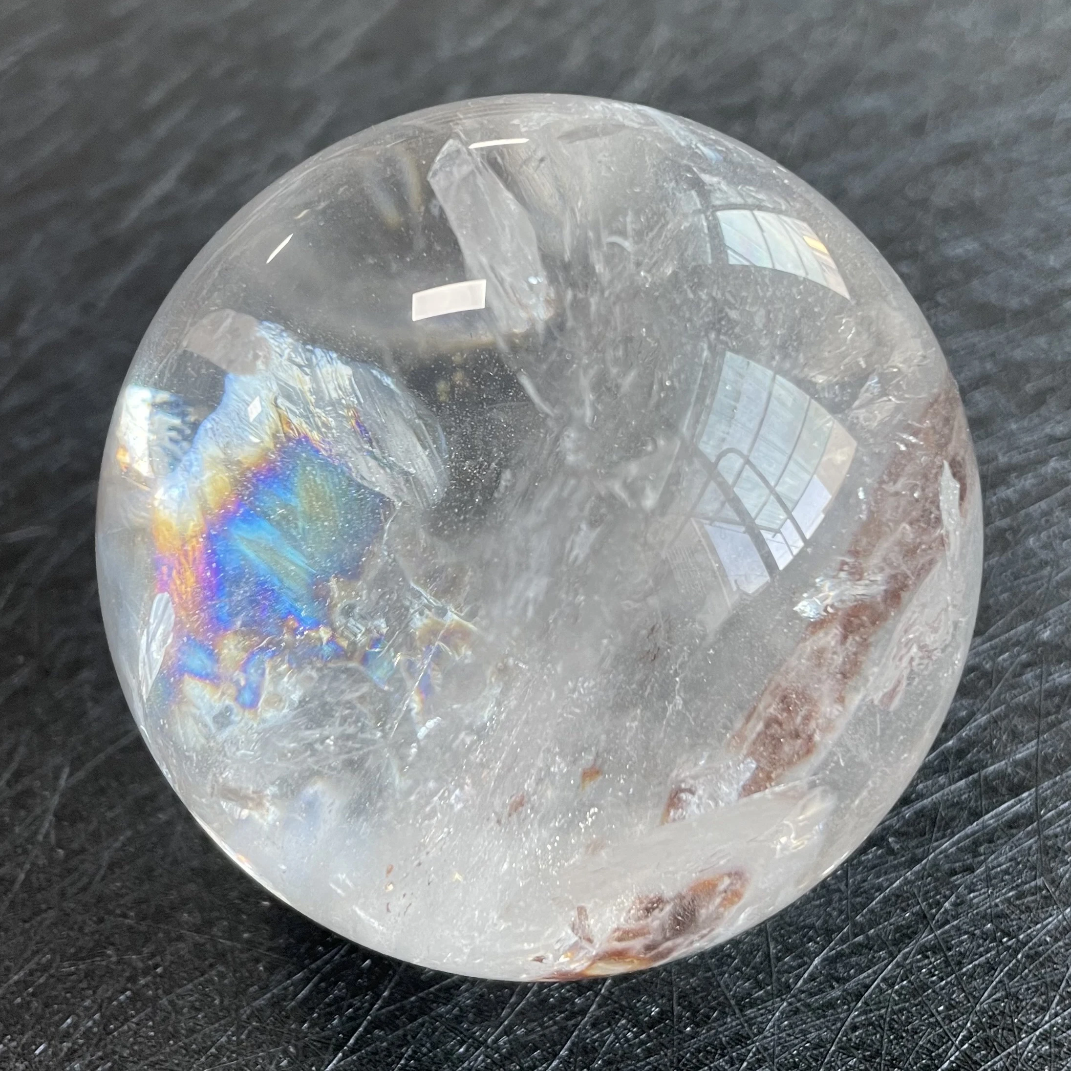 538g Natural Stone Tourmaline Clear Quartz Crystal Ball Rainbow Sphere Polished Rock Reiki Healing B489