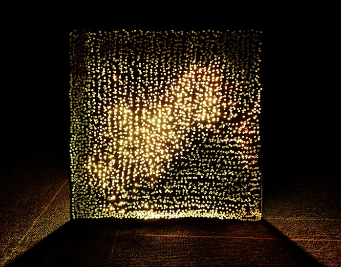 Commercial building custom translucent fiber optic brick panel light