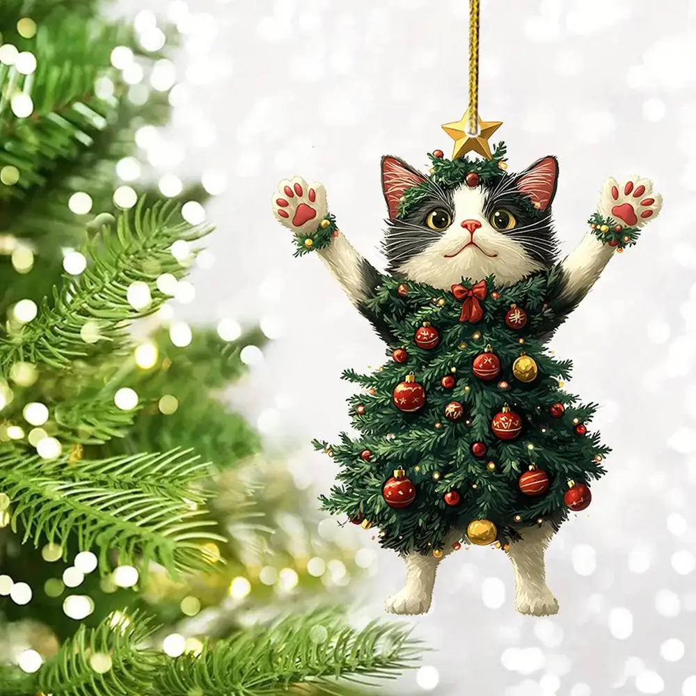 1 Stück Weihnachtsbaum-Anhänger Niedliche Katzen-Hängedekoration für Auto Rucksack Weihnachtsbaum-Deko Partyzubehör Neujahrsgeschenke – Detail 9