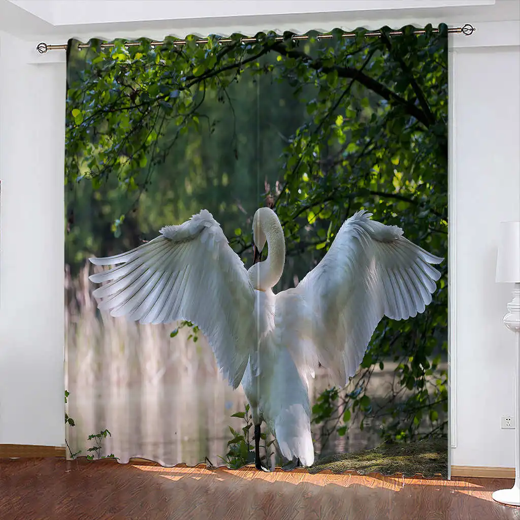 

Swan 3D Digital Printing Household Curtains Eagle Living Room Decor Blackout Curtains for Bedroom Luxury Cotinas De Sala