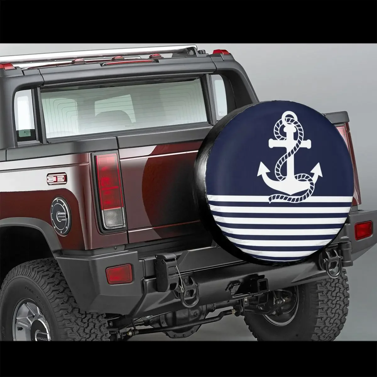 Nautical Navy Blue Stripes And White Anchor Spare Tire Cover for Jeep Navigation Car Wheel Protectors 14