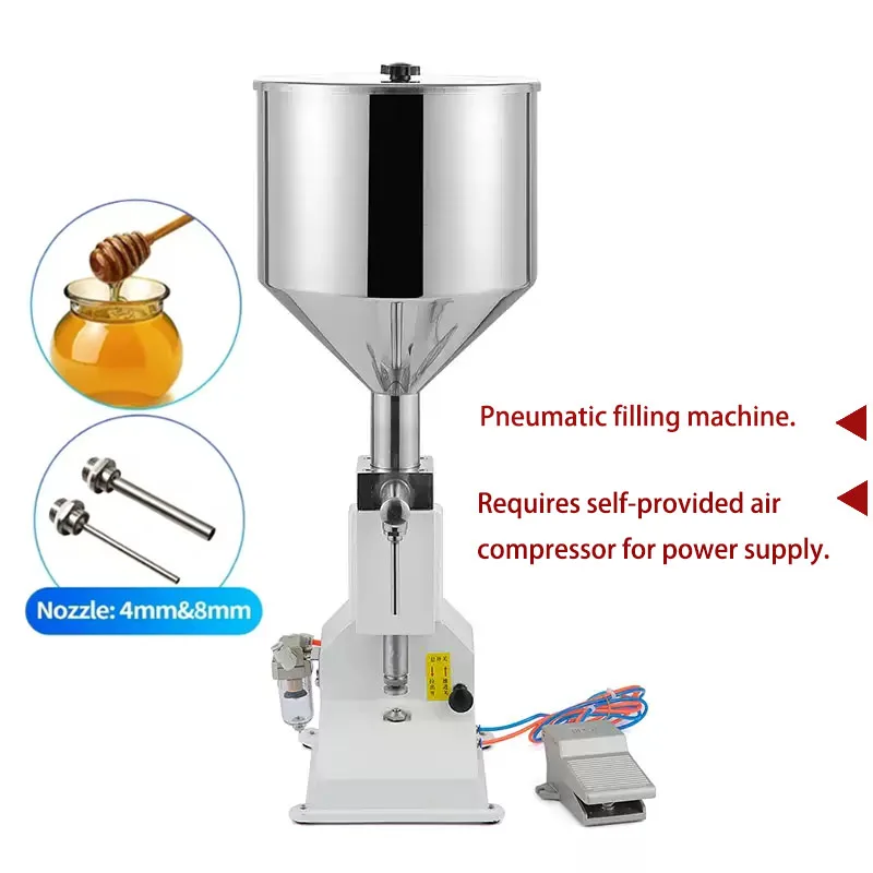 1- 100ml Pneumatic Filling Machine Cream Paste Dispensing Liquid Packaging Equipment Stainless Steel A02