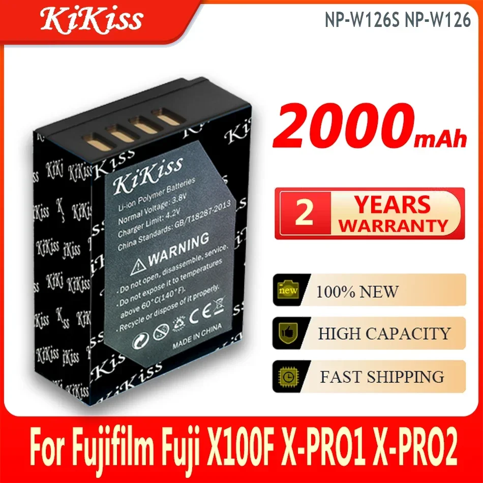 KiKiss Li-ion Battery NP-W126S NP-W126 2000mAh For Fujifilm Fuji X100F X-PRO1 X-PRO2 X-A1 X-A2 X-A3 X-A10 X-E1 X-E2 X-E2S X-E3