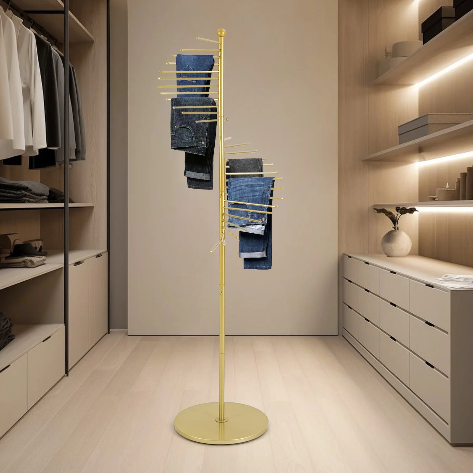 

Spiral Scarf Display Rack, suitable for apartments,changing rooms, shopping malls, clothing stores, and other commercial spaces.