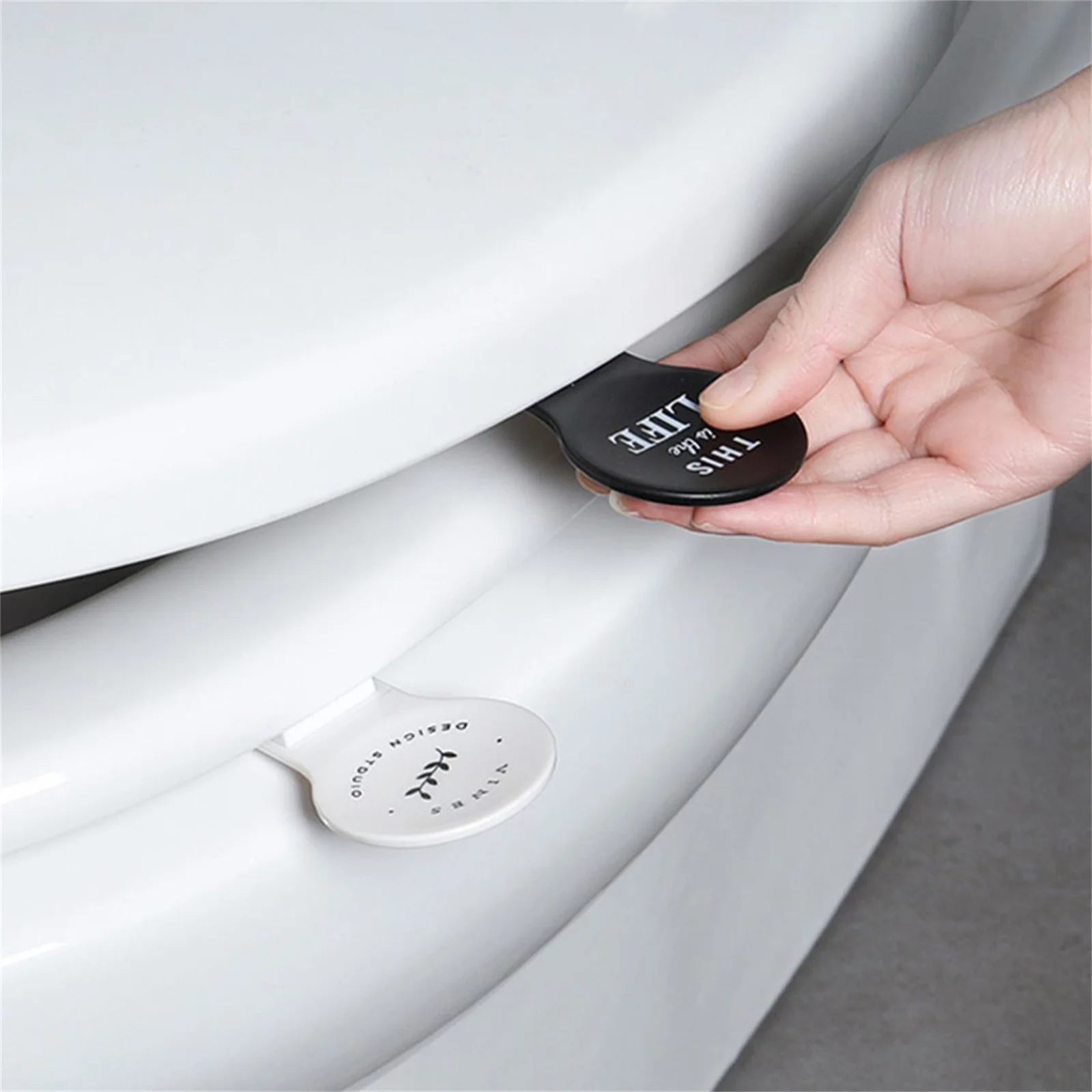 Toilet Seat Lifter Handle No Touch Toilet Lid Gripper Hygienic Bathroom Accessory with Printed Designs