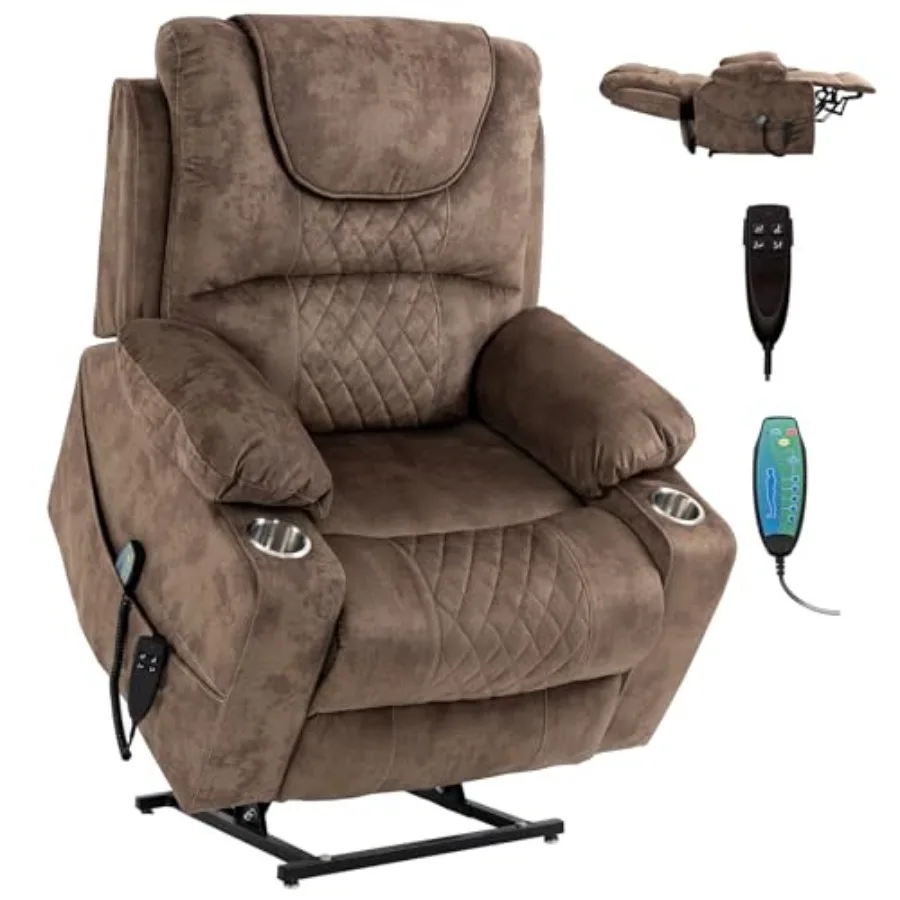 

Oversized Power Lift Recliner Chair for Big and Tall, 25" Large Electric Recliner Chair with Massage and Heating, Dual Motor Ze
