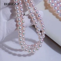 HOOZZ.P Akoya Pearl Necklace 8.5-9mm AAA High Quality 14K Gold Clasp Au585 925 Silver Natural Japanese Sea Cultured Fine Jewelry