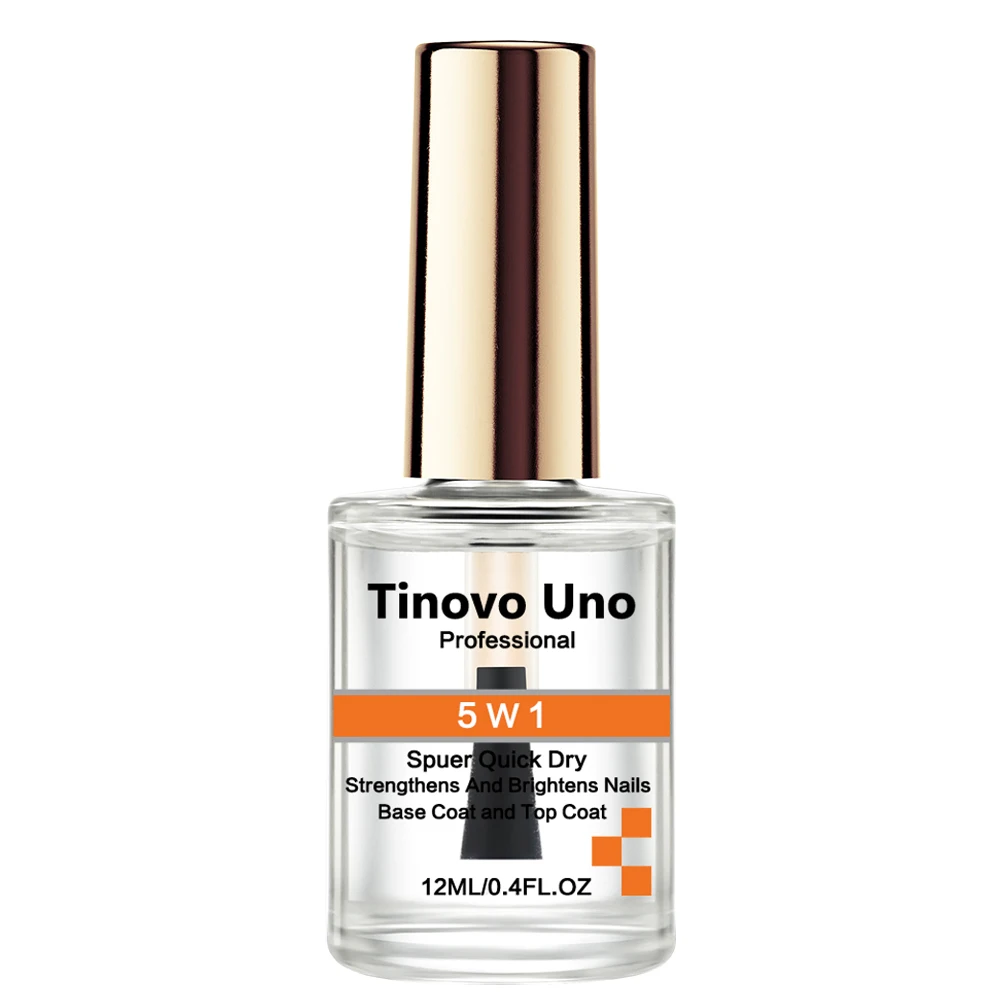 Tinovo Uno 5 W1 Top Coat Szybkoschnący Wzmacniacz do paznokci Super błyszczące wykończenie Lakier do paznokci Manicure Hardener Naprawa Pielęgnacja paznokci