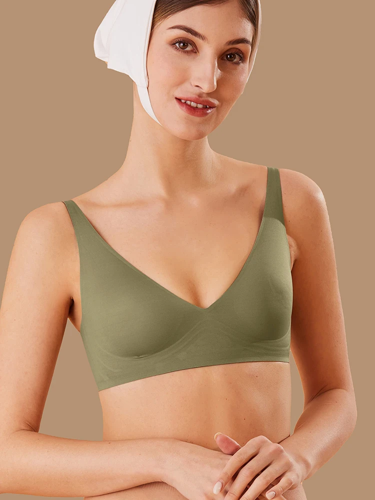 Women Latex Bra Seamless Underwear Sexy Brassieres Woman's Wireless Bras Soft Female Intimates Lingerie Plus Size Bralette S-XL