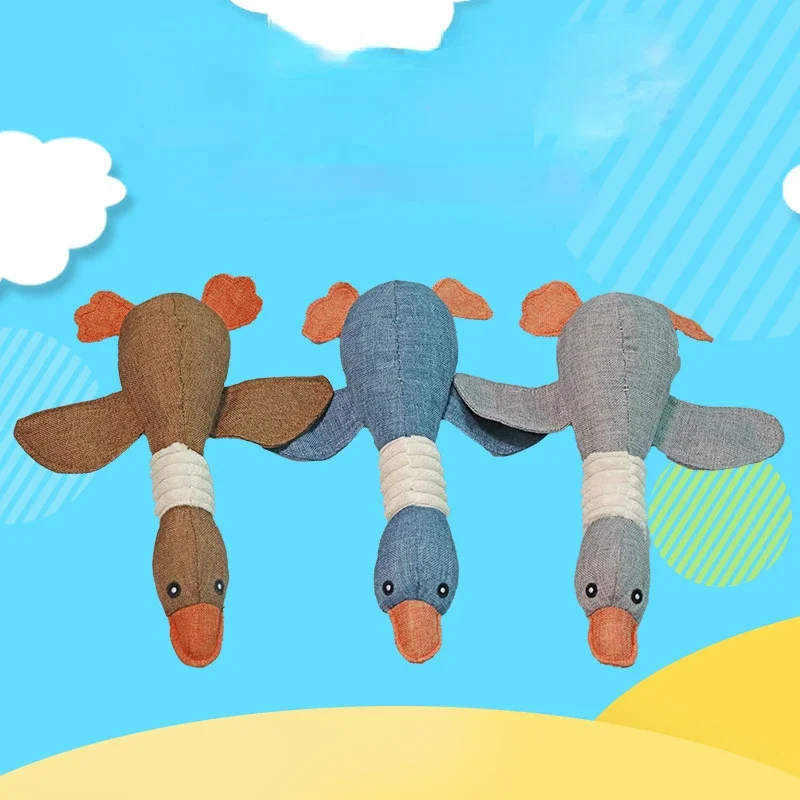 3pcs Pet Toys Accompanied By Sound Making Toys Made of Burlap, Bite Resistant, Geese, Sound Making Husky Pet Products