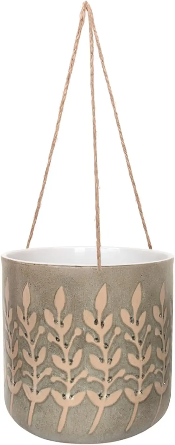 

7" Hanging Rusted Leaves Flower Pot, 7" x 6" x 6", Weathered Leaf