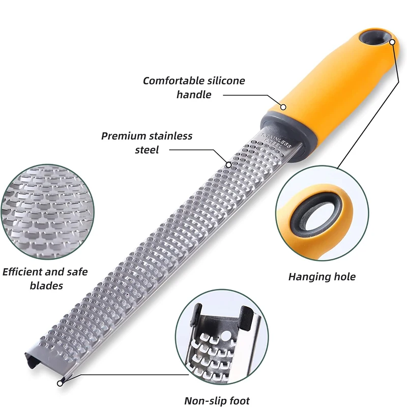 Stainless Steel Cheese Grater Lemon Zester With Cover Cheese Lemon Fruit Chocolate Grater With Nonslip Handle Kitchen Gadget