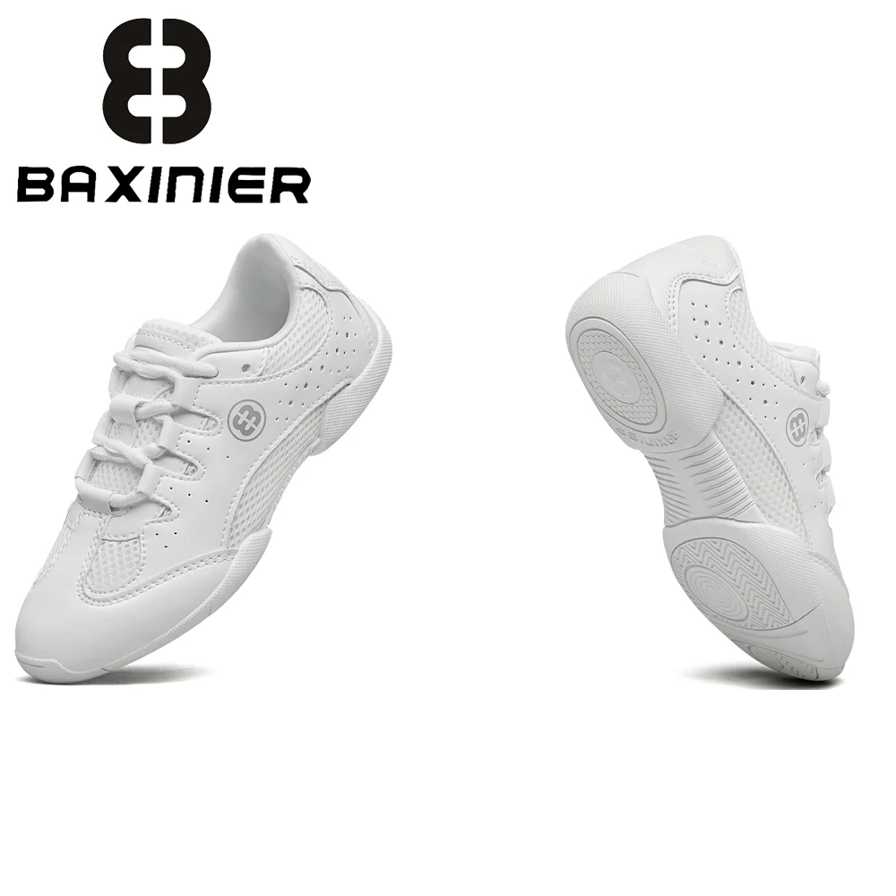 أحذية BAXINIER للفتيات باللون الأبيض للتشجيع خفيفة الوزن ومسامية للتدريب على الرقص للشباب ومنافسة التنس #6