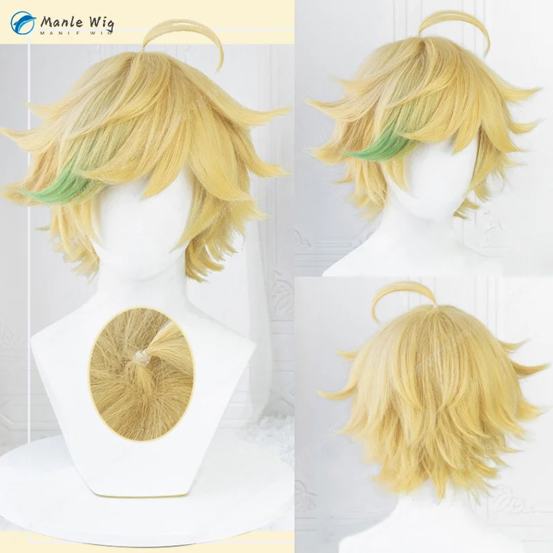 ES Harukawa Sora Cosplay Wig Blonde Highlighted Green Hair Heat Resistant Synthetic Hair Halloween Anime Cos Wigs + Free Wig Cap