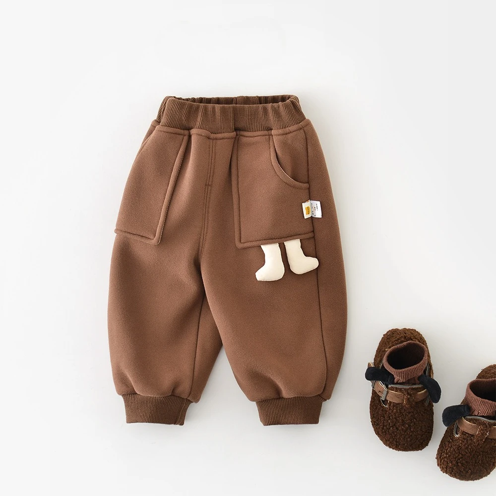 New Winter Baby Pants 6M-3T High Waisted Infant Girls Sweatpants Loose Warm Boys Toddler Kids Fleece Padded Trousers