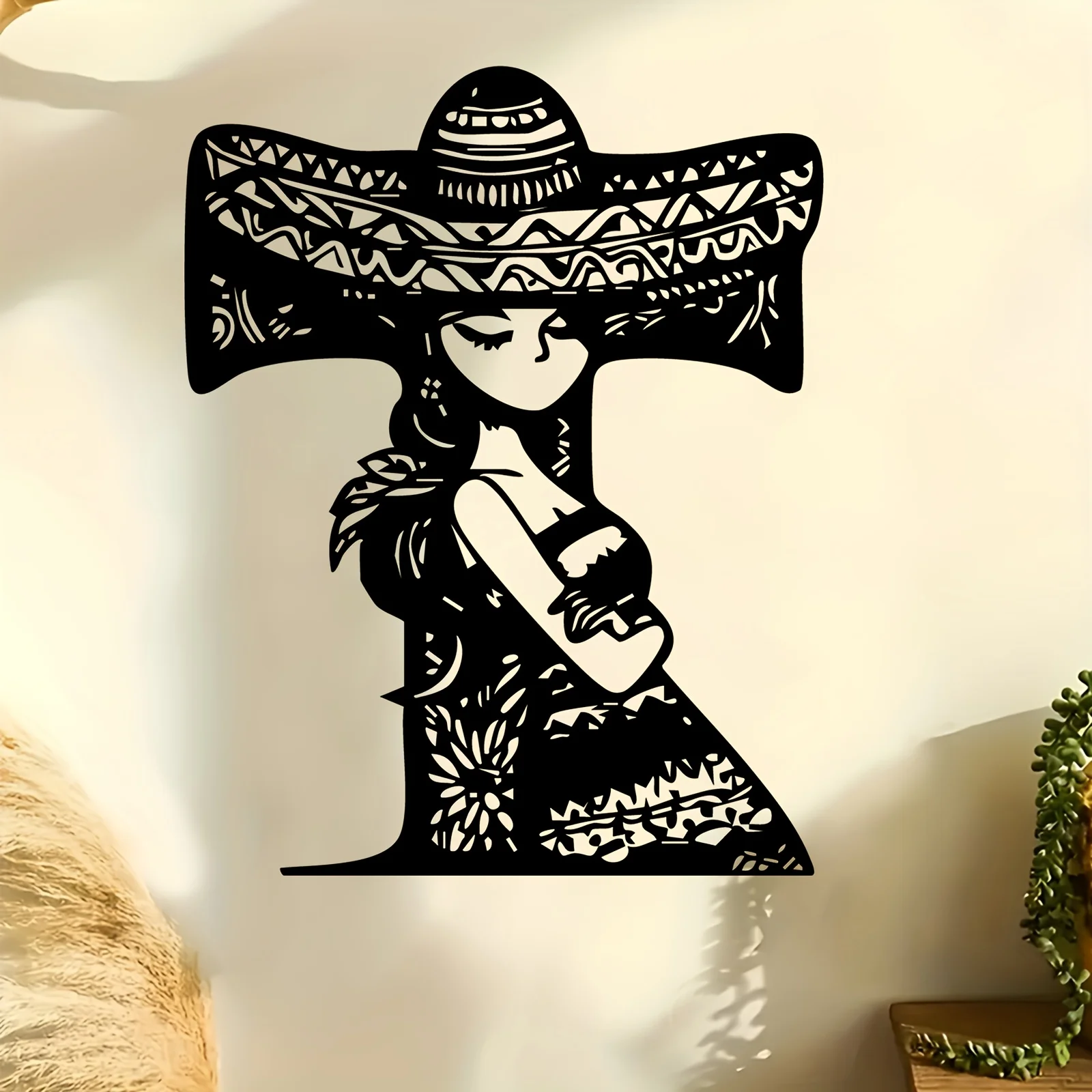Mexican Senorita Metal Wall Art Iron Latin Lady Sculpture Garden Fence Hanging Mural Cinco De Mayo Cultural Decor Gift