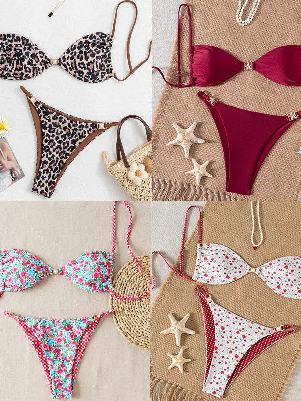 

Sexy Leopard Print Bikini 2026 New Split Design Swimming Suit with Tie Trendy Swimsuit Fitn Fans Supplies Sports Yoga