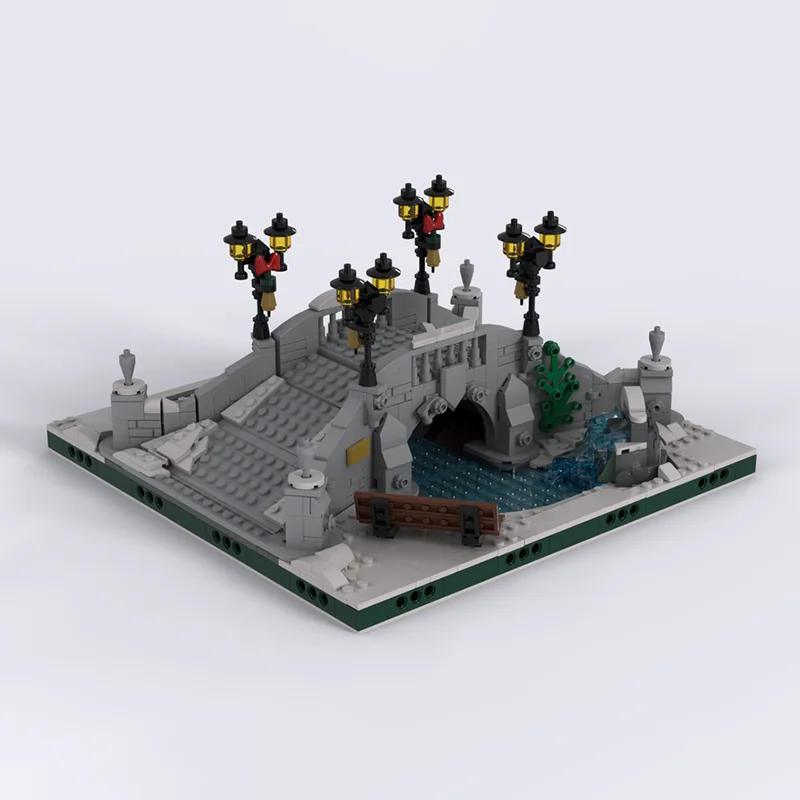 Ville rue vue modèle Moc brique de Construction modulaire parc d'hiver pont modèle technologie blocs noël bricolage jouet Construction cadeau