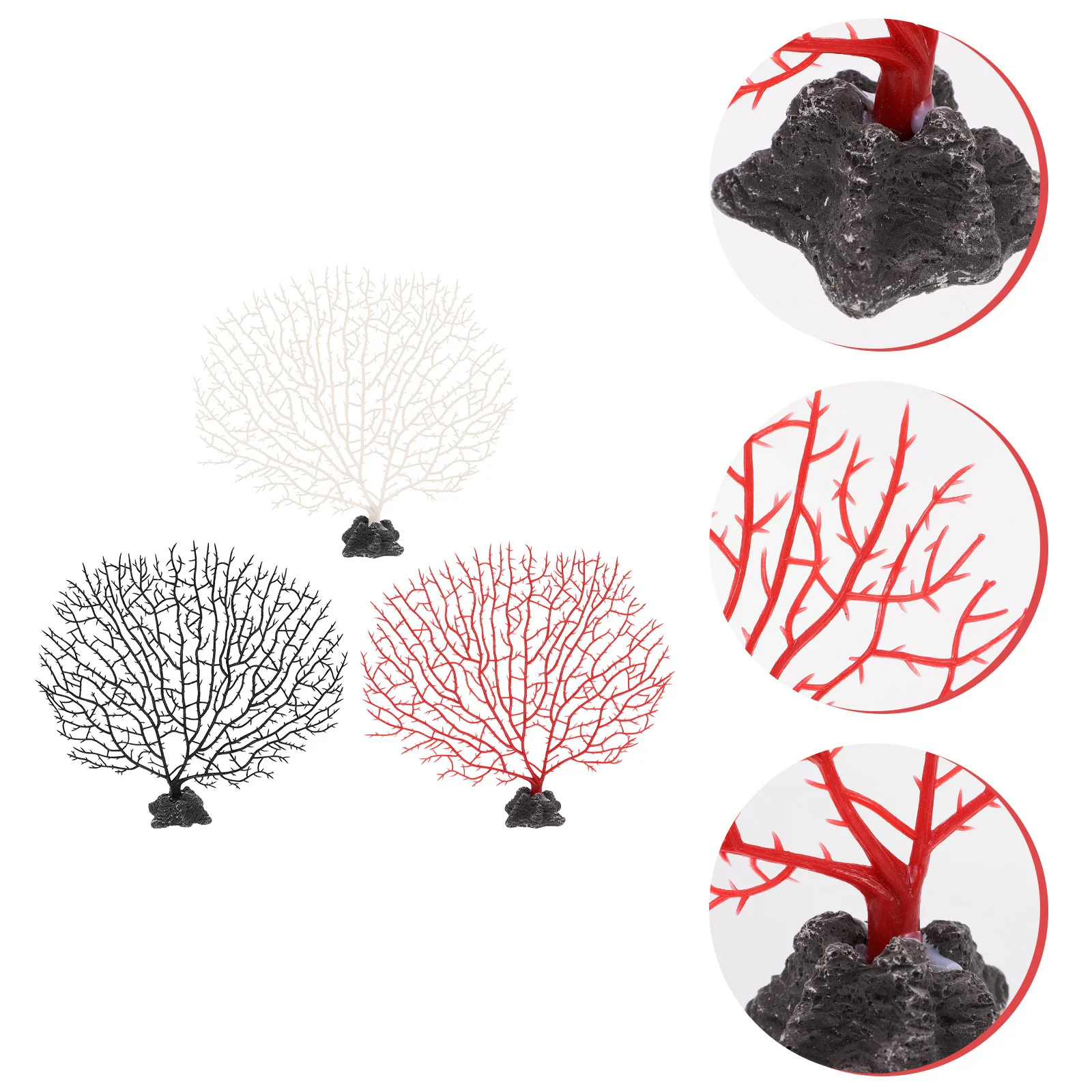 

3pcs Simulated Coral naments Faux Plants Decor for Japanese Style Cold Dishes Sushi Serving Plate Plastic Artificial Plants