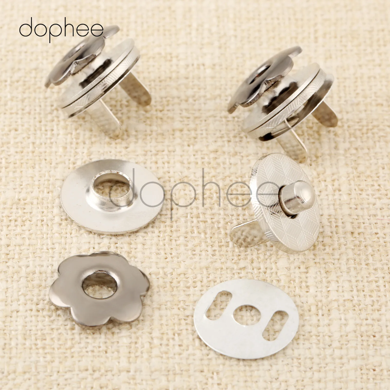 dophee 5sets 17mm Magnetic Snaps Flower-Shaped 2 Colors Buckles Buttons Press Decoration For Sewing Craft Clothing Wallet Bag