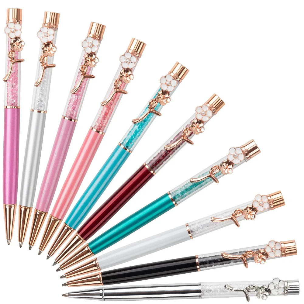 

1 Piece Ballpoint Flow Oil Flower Wedding Metal Copper Quicksand Pen Office School Stationery Rose Gold Gift