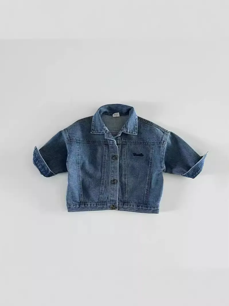 2024 Autumn New Baby Long Sleeve Denim Jacket Infant Boy Fashion Lapel Coat Children Casual Cardigan Baby Girls Denim Tops