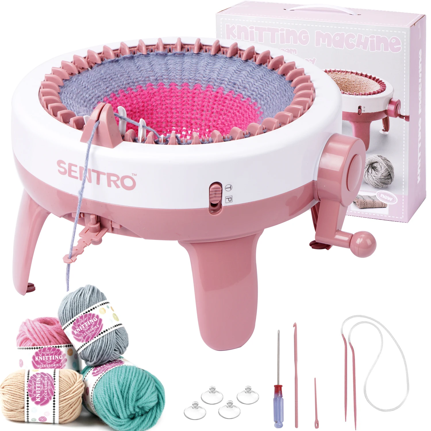 

40-игольная вязальная машина Smart Knit Loom Machine, ручные вращающиеся наборы со счетчиком рядов для взрослых и детей, вязальная игрушка «сделай сам»