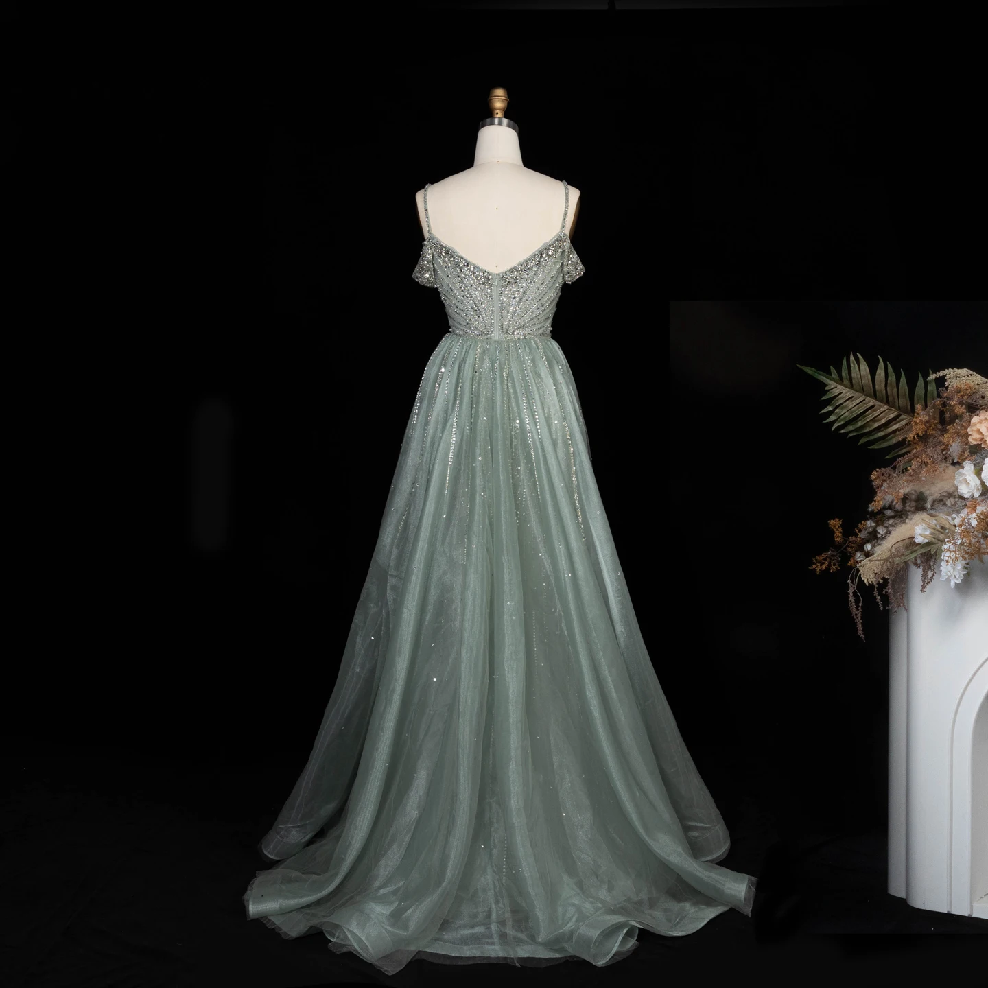 Sharon Said Abendkleid Luxuriöses Meerjungfrauenkleid aus Tüll mit Schulterfreiem Design und Spaghetti-Trägern Dubai Formelles Partykleid mit Überrock SS008 Maßanfertigung – Detail 21