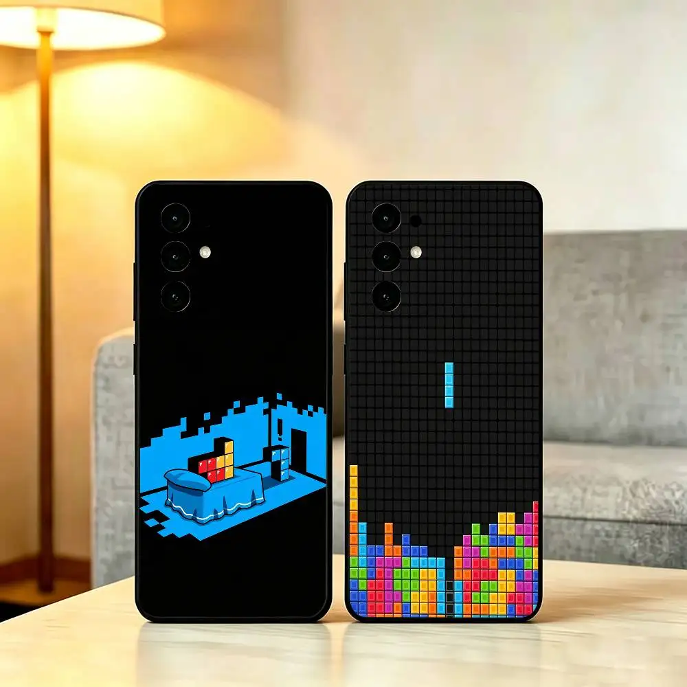 Game T-Tetris Phone Case For Samsung S25,S24,S21,S22,S23,S30,Ultra,S20,Plus,Fe,Lite,Note,10,Soft Black Cover