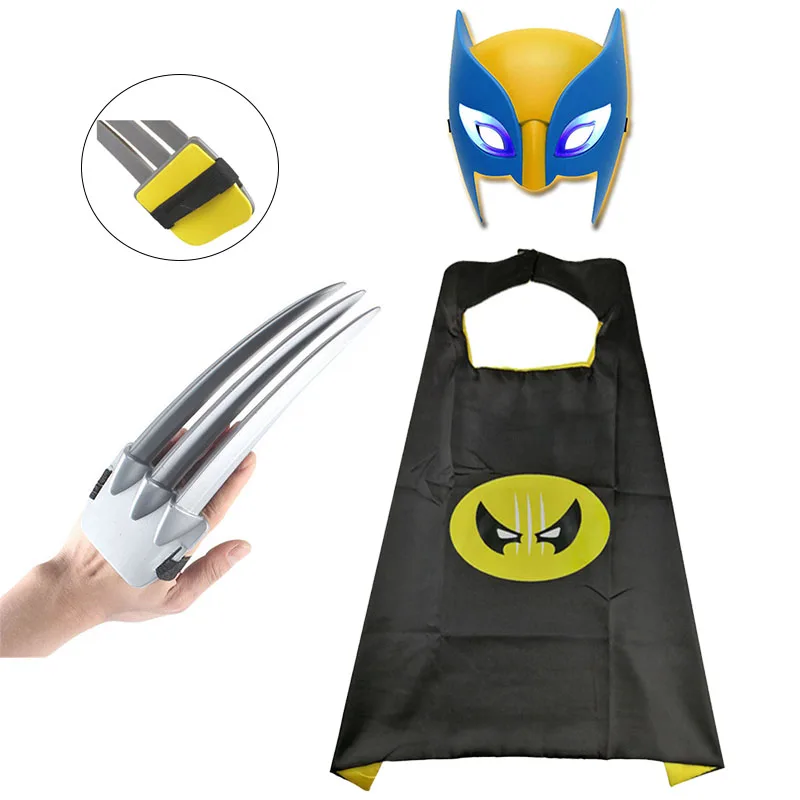 

Superhero Wolverine Cosplay Costume for Boys X Men Logan Wolf Claws Luxury Mask Cloak Halloween Christmas Costume Suit