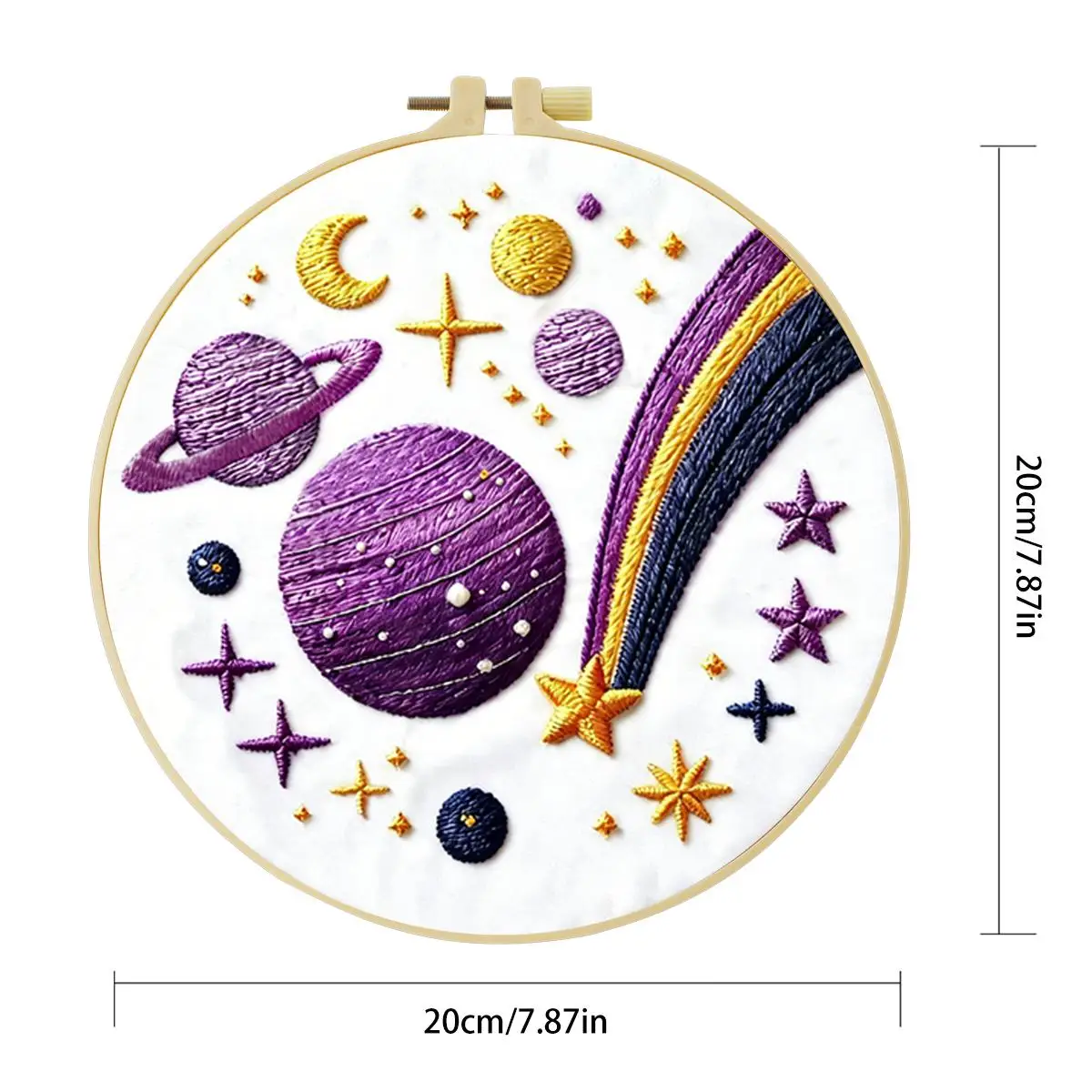 1 Stück 20X20CM/15X15CM 7,87/6,3 Zoll Planeten-Stickerei-Starter-Kit DIY-Kit DIY-Stickerei-Set Handarbeiten Malerei Heimdekoration – Detail 4