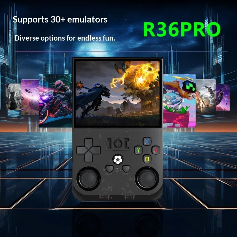 

Портативная игровая консоль R36 Pro с открытым исходным кодом, 3,5-дюймовый HD-экран, поддержка GBA, PSP, аркадных игр для взрослых и детей.