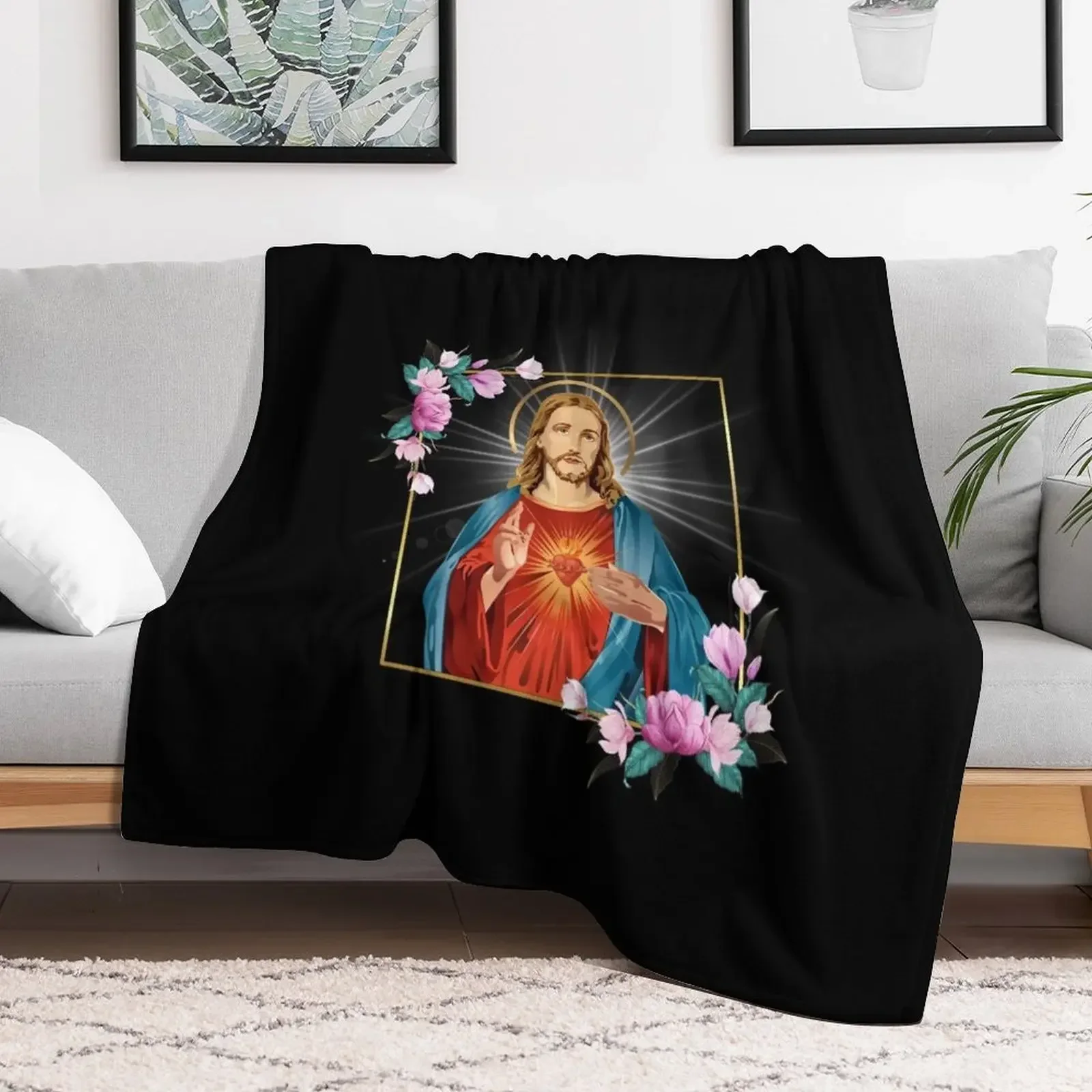 

Immaculate Heart of Jesus Christ Sacred Heart Catholic Gift Throw Blanket Multi-Purpose Retros Blankets