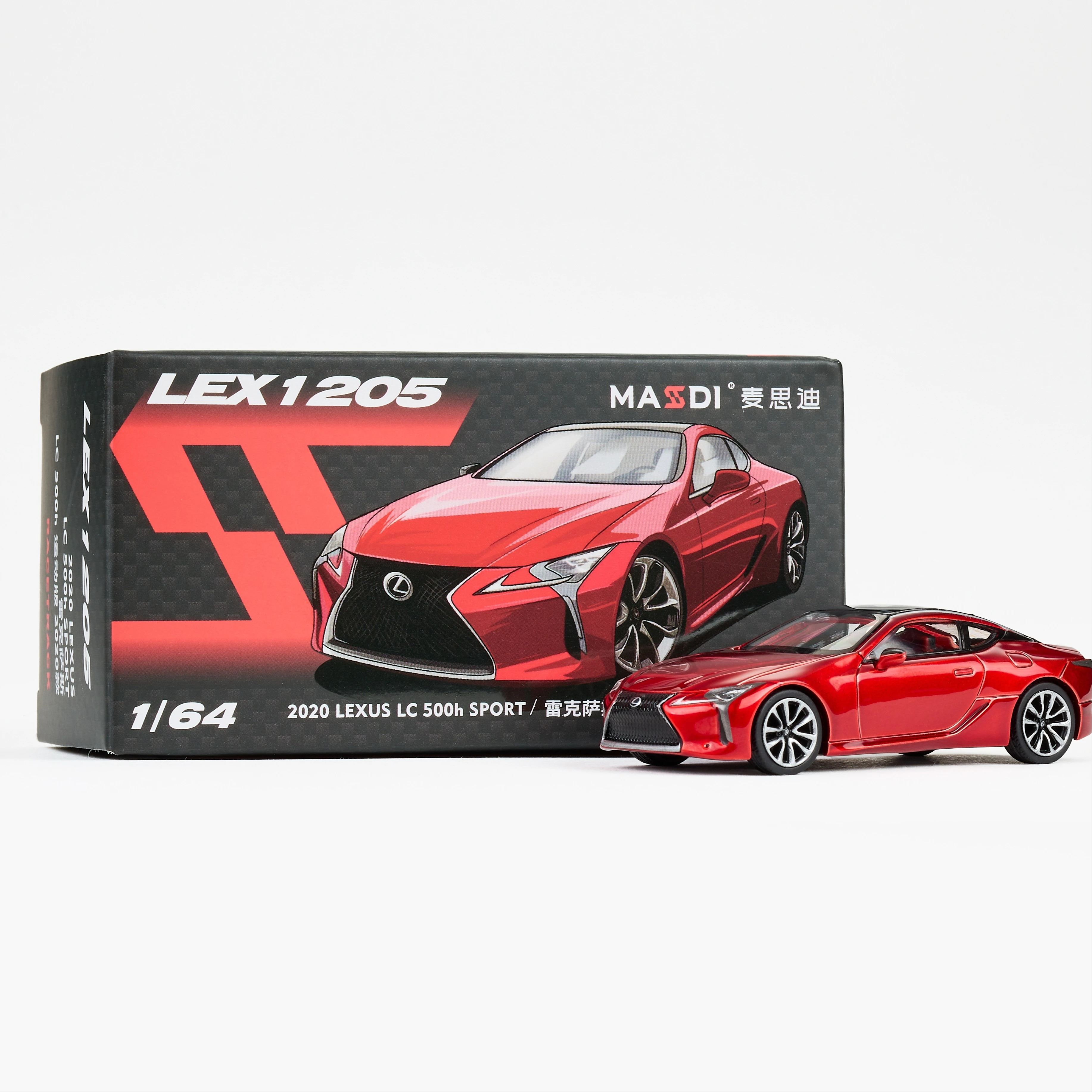 MASDI Lexus LC500h - Żółto-Niebiesko-Czerwony Model Odlewany z Mechanizmem Przesuwnym, Kolekcjonerski, Zabawka, Prezent, Element Dekoracyjny