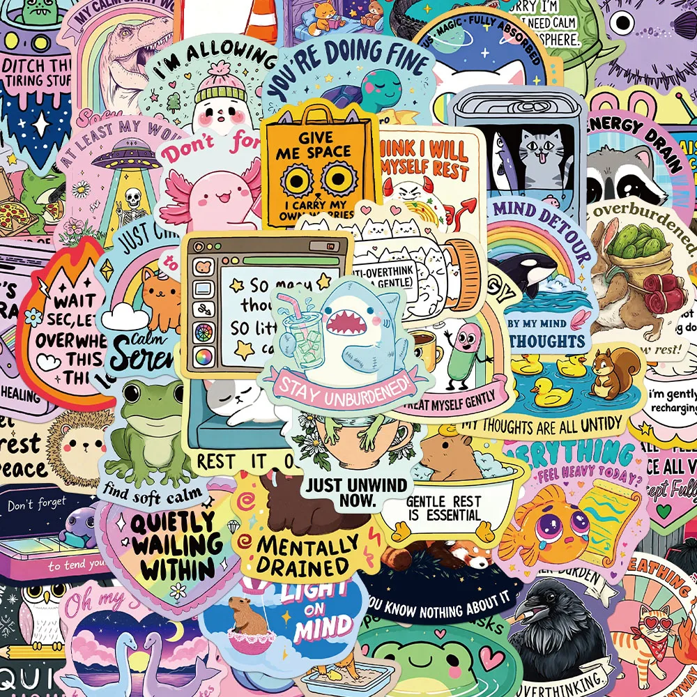 50PCS Creative Fun Mental Health Stickers Exquisite DIY Phone Cases, Water Cups, Notebook Personalized Decoration Stickers