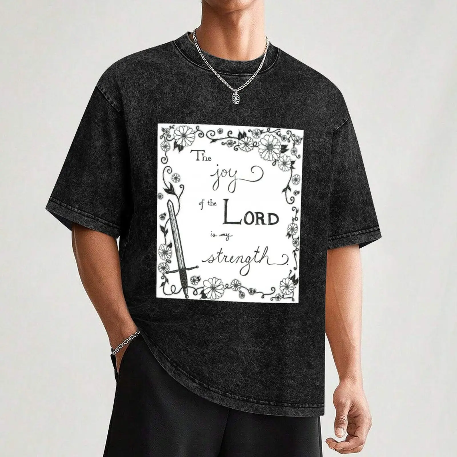 تي شيرت Joy of the Lord Is My Strength تي شيرت قطني تي شيرت رجالي قطن 100% تي شيرت #3