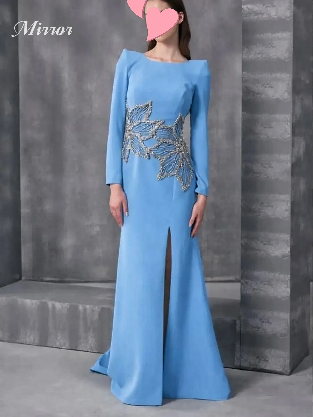 

Mirror Dress Elegant Vintage Sweet Blue Crystal Beads Backless Stylish Customize Formal Occasion Prom Dress Evening Party Gowns