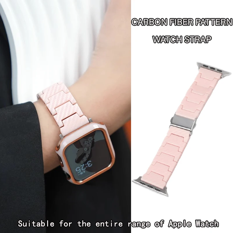 Dla apple watch ultra 41mm band 45 44mm 40 49 38mm 42mm wzór z włókna węglowego PC pasek do serii 8 7 6 5 4 SE bransoletka