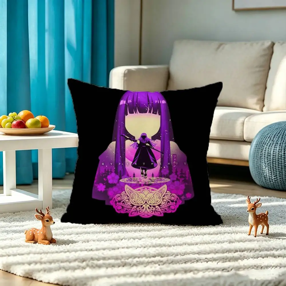 F-Frieren Beyond Journey s End Fern Pillow Case Square Double-Sided Sofa Cushion Cover Bedroom Bedside Pillow