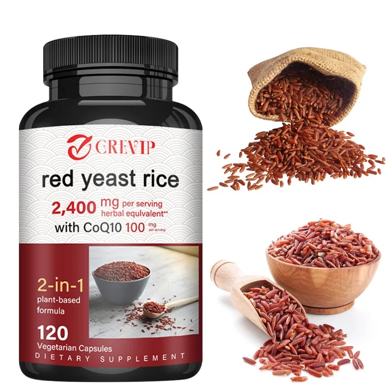 Red Yeast Rice Capsules - with CoQ10 - Promotes Energy Production, Supports Heart, Cardiovascular Health, Antioxidant